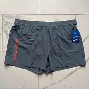 NWT Brooks Journey 5” Short Grey Orange Mens Size XL Athletic Running Workout